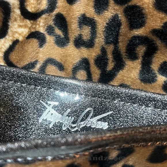 Y2K VINTAGE NWT Trophy Queen Gunmetal Gray Glitter / Leopard Clutch 🍒 RARE Pinup - Picture 6 of 11